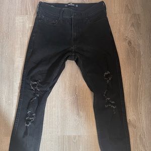 30x30 mens Extreme skinny Hollister black ripped jeans